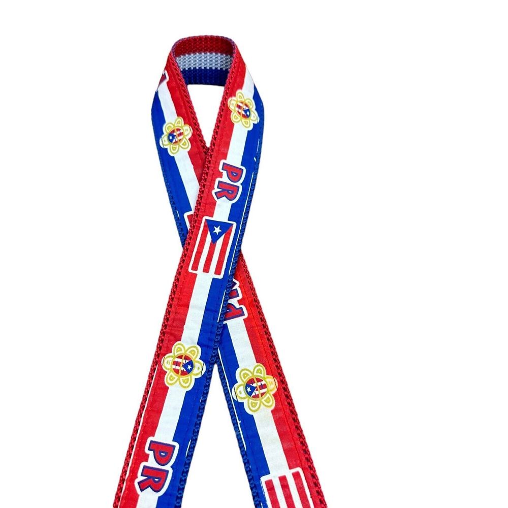Puerto Rico Flag Belt Canvas Silver Tone Buckle 42"x1" Logo Adjustable Unisex